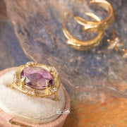 Rutilated Amethyst & Diamond Yellow Gold Ring - "Ultra Violet"