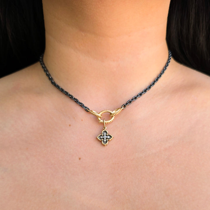 Sterling Silver & Gold Quatrefoil Cross Reversible Pendant - "Amor"