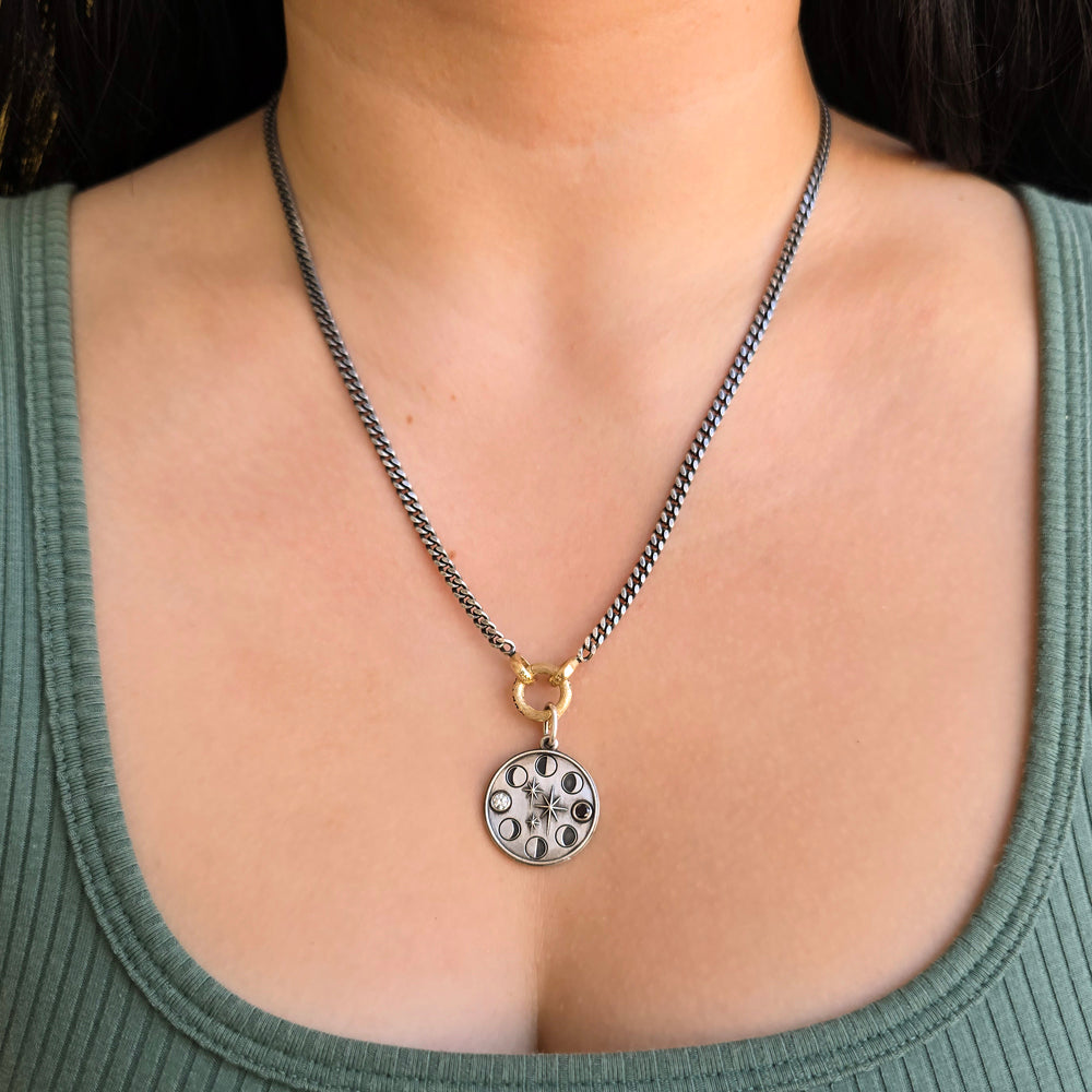 Sterling Silver & Diamond Pendant - "Moon Phases"
