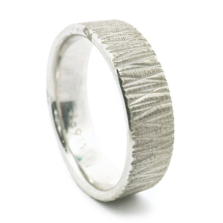 Sterling Silver Band - "Tree Bark"