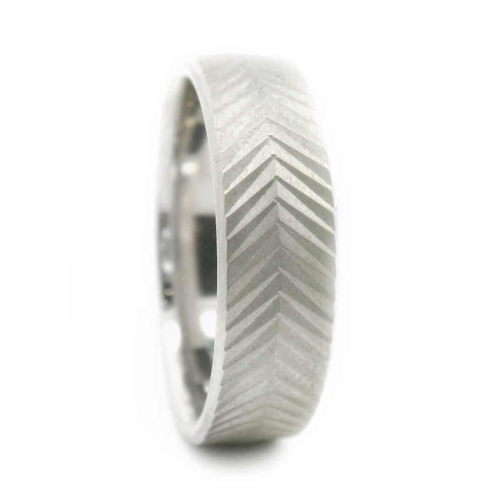 Sterling Silver Men's Band - "Chevron"