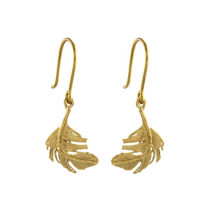 Gold Vermeil Feather Dangle Earrings - "Little Feather"