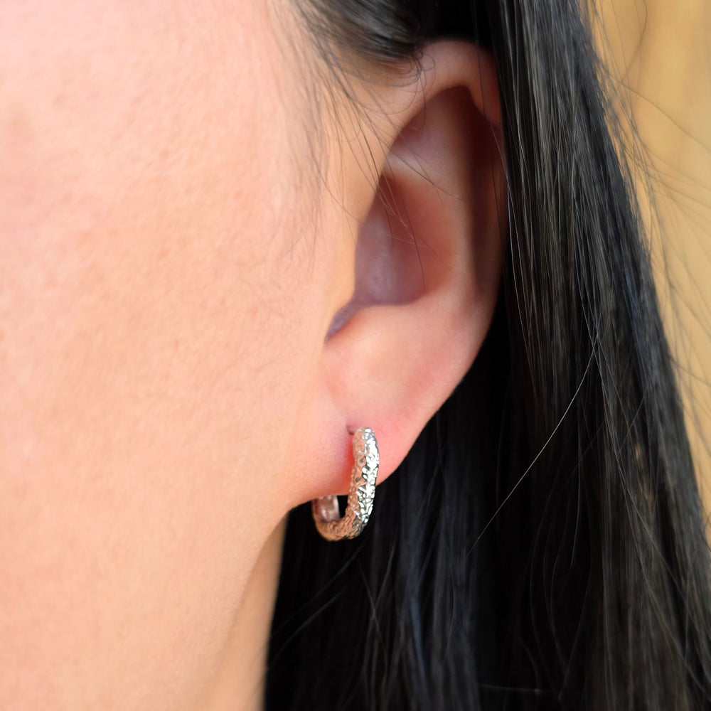 Sterling Silver Lava Oval Huggie Hoops - "Oval Lava"