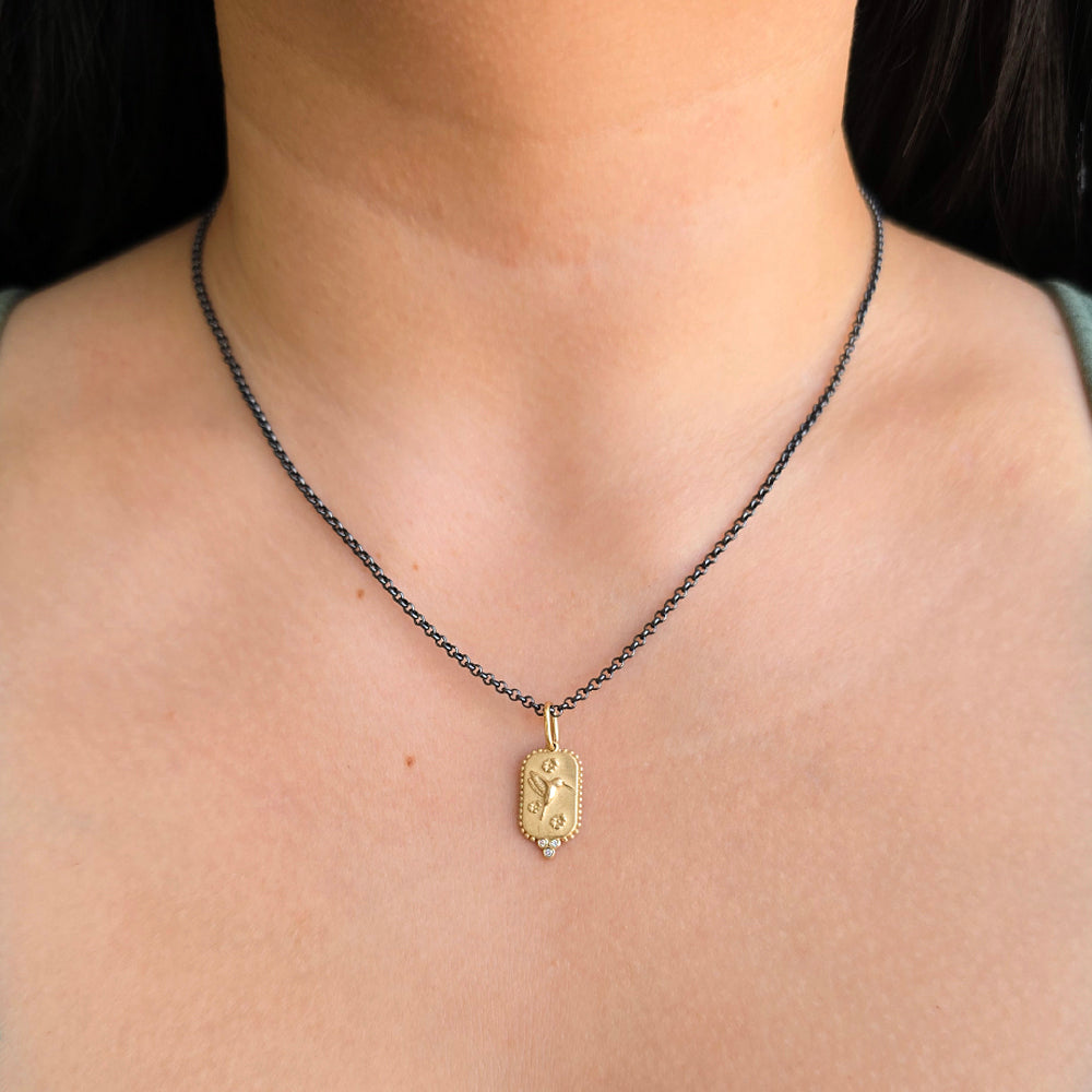 Gold & Diamond Hummingbird Pendant - "Fly Free"