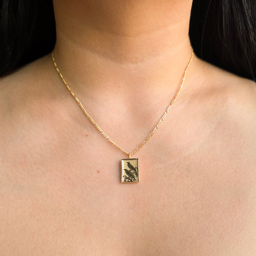 Gold Vermeil Crow Pendant Necklace - "The Messangers"