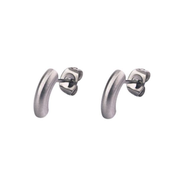 Narrow Round Stainless Steel Earrings "Small Arc Studs"