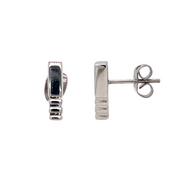 Stainless Steel Earrings "Long Bar Studs With Grooves"