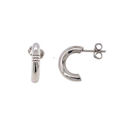 Narrow Round Stainless Steel Earrings "Semi-Arc Studs With Grooves"