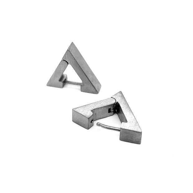 Small Stainless Steel Huggie Earrings - "Flat Triangle"