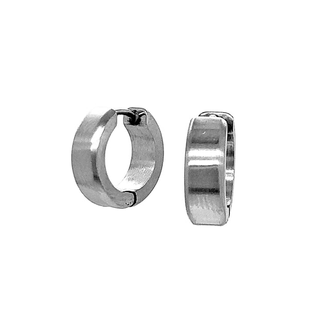 Small Stainless Steel Huggie Earrings - "Round Curved Hoops"