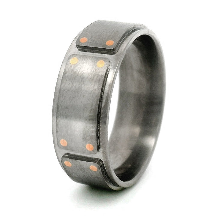 Titanium & Rose Gold Band - "Pipestone"