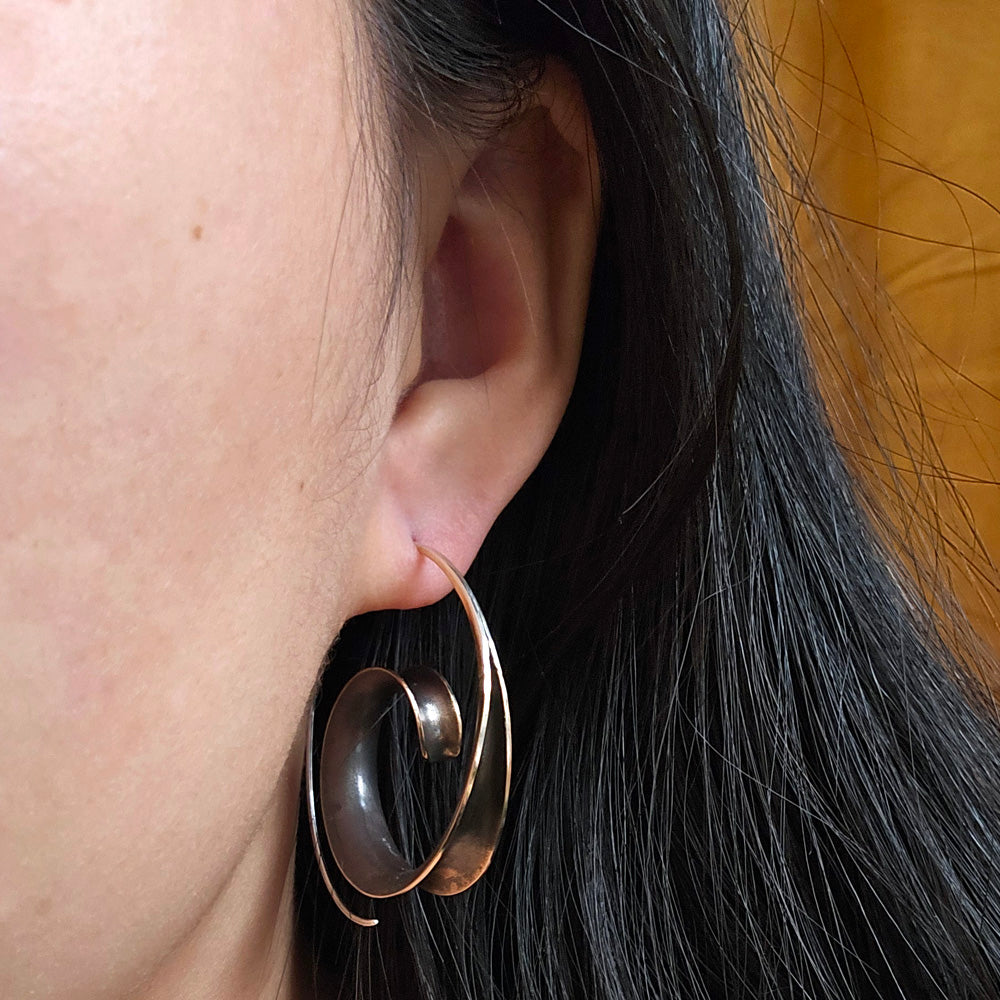 Large Spiral Bronze Earrings - "Western Twirl"