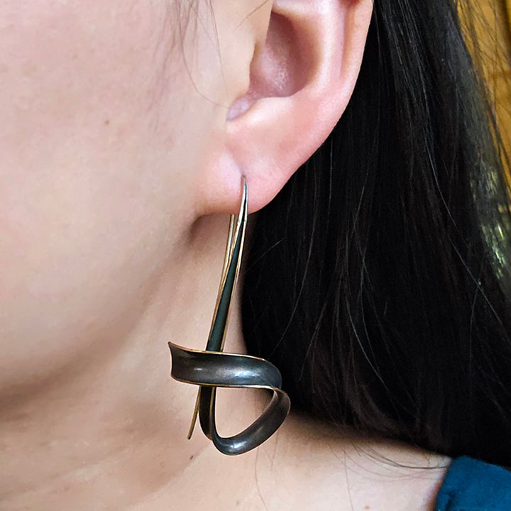 Bronze Ribbon Earrings - "Flourish"