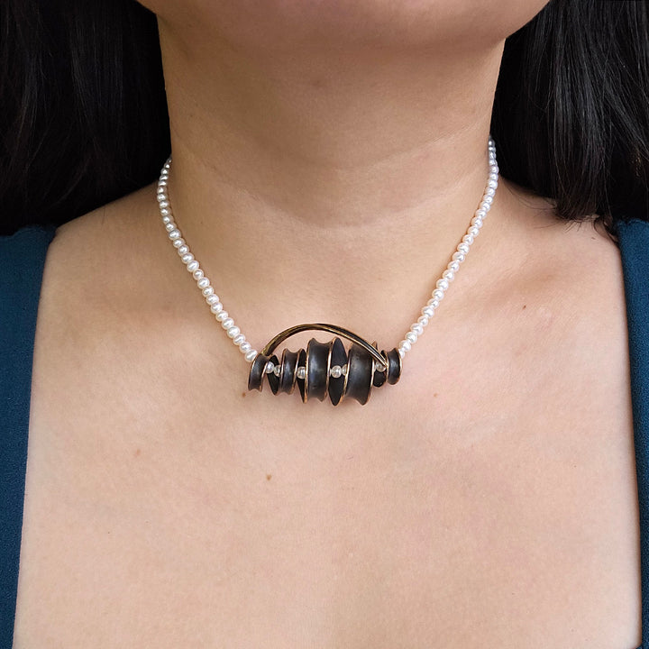 Oxidized Bronze Pendant - "Single Helix"