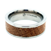 Titanium Band and Whiskey Barrel Inlay- "Whiskey Business"