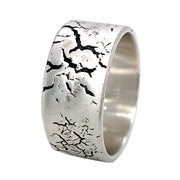 Sterling Silver Band with Oxidization Detail - "Faultline"