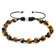 Brown Tiger's Eye Beaded Macramé Adjustable Bracelet - "Zebedee"