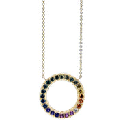 Rainbow Montana Sapphire & Diamond Circle Necklace - "Montana's Embrace"