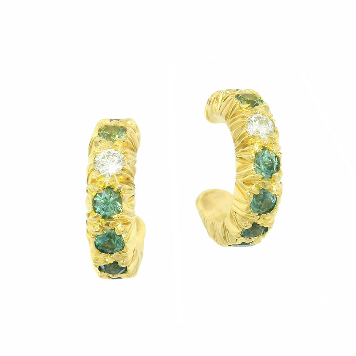 Montana Sapphire, Diamond & Yellow Gold Earrings - "Amaryllis"