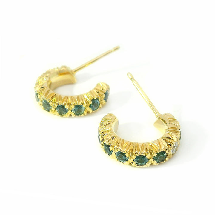 Montana Sapphire, Diamond & Yellow Gold Earrings - "Amaryllis"