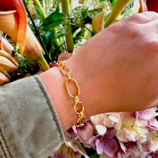 Yellow Gold Link Bracelet "Olive Branch"