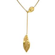 Yellow Gold Lariat Necklace - "Southern Oak & Briar Leaf"