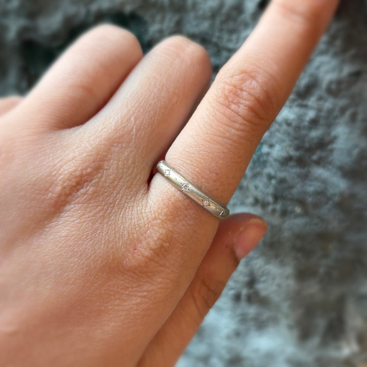 Diamond and White Gold Band - "Stepping Stone"