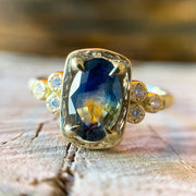 Bi-Color Montana Sapphire Engagement Ring - "Blue & Gold"