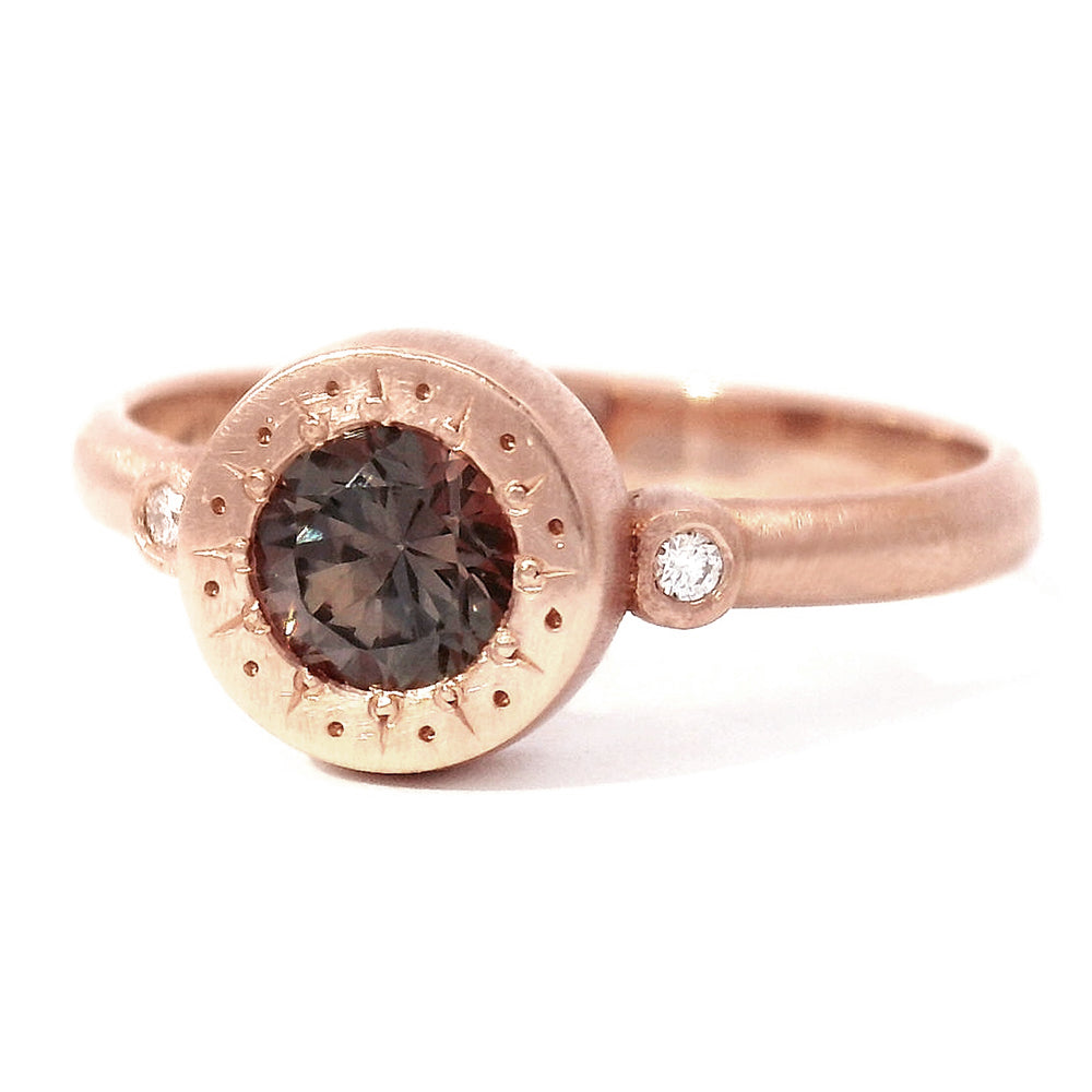 Rose Gold and Montana Sapphire Ring - "Shimmering Storm"