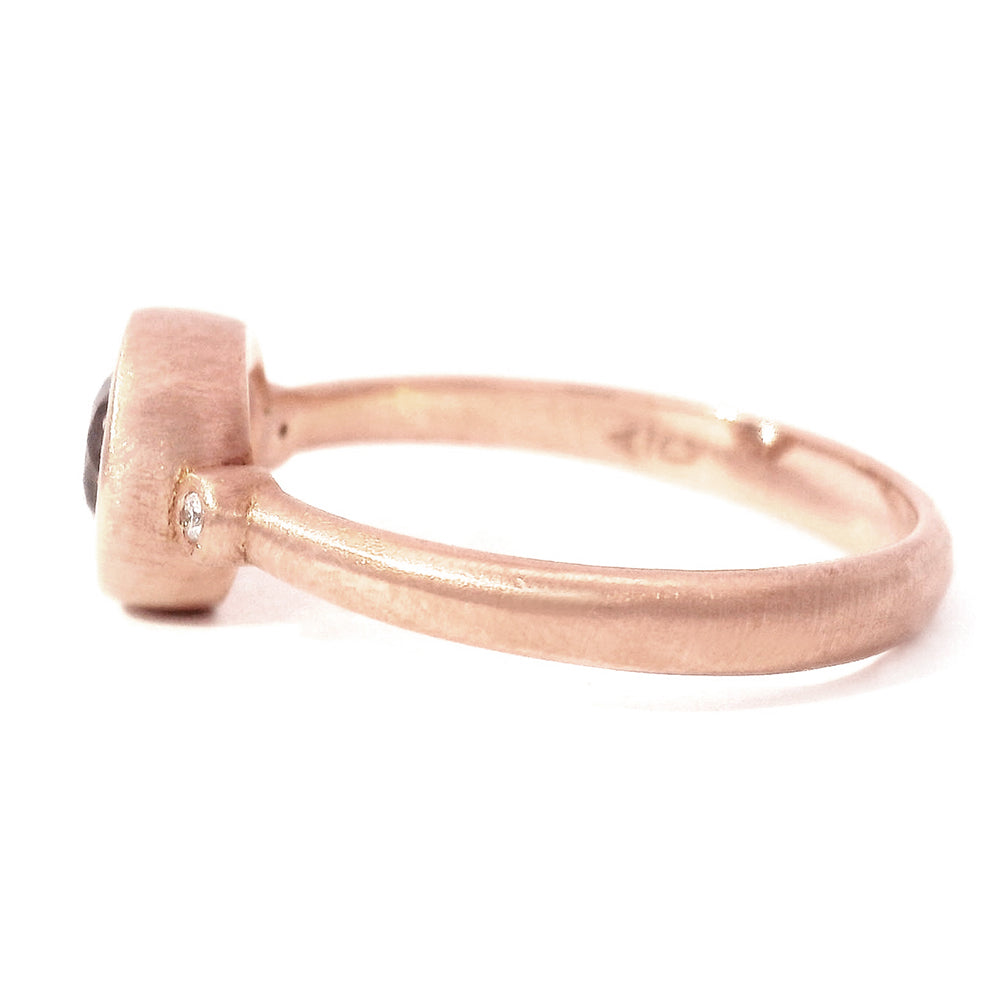 Rose Gold and Montana Sapphire Ring - "Shimmering Storm"