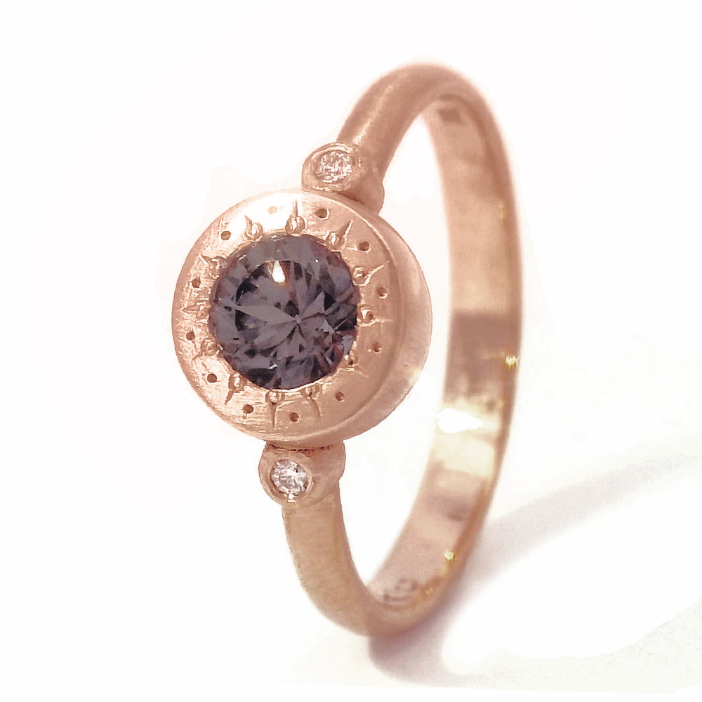 Rose Gold and Montana Sapphire Ring - "Shimmering Storm"