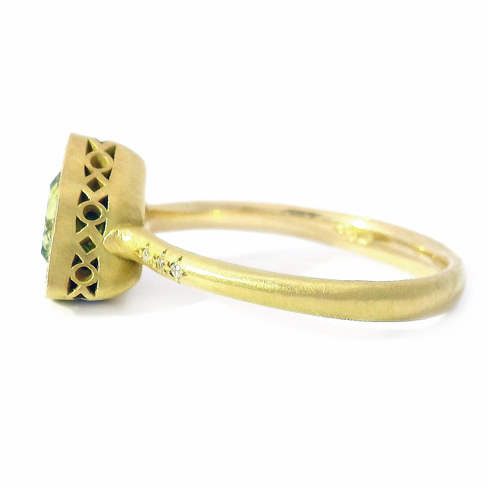 Montana Sapphire & Diamond Gold Engagement Ring - "Fairy Tapestry"