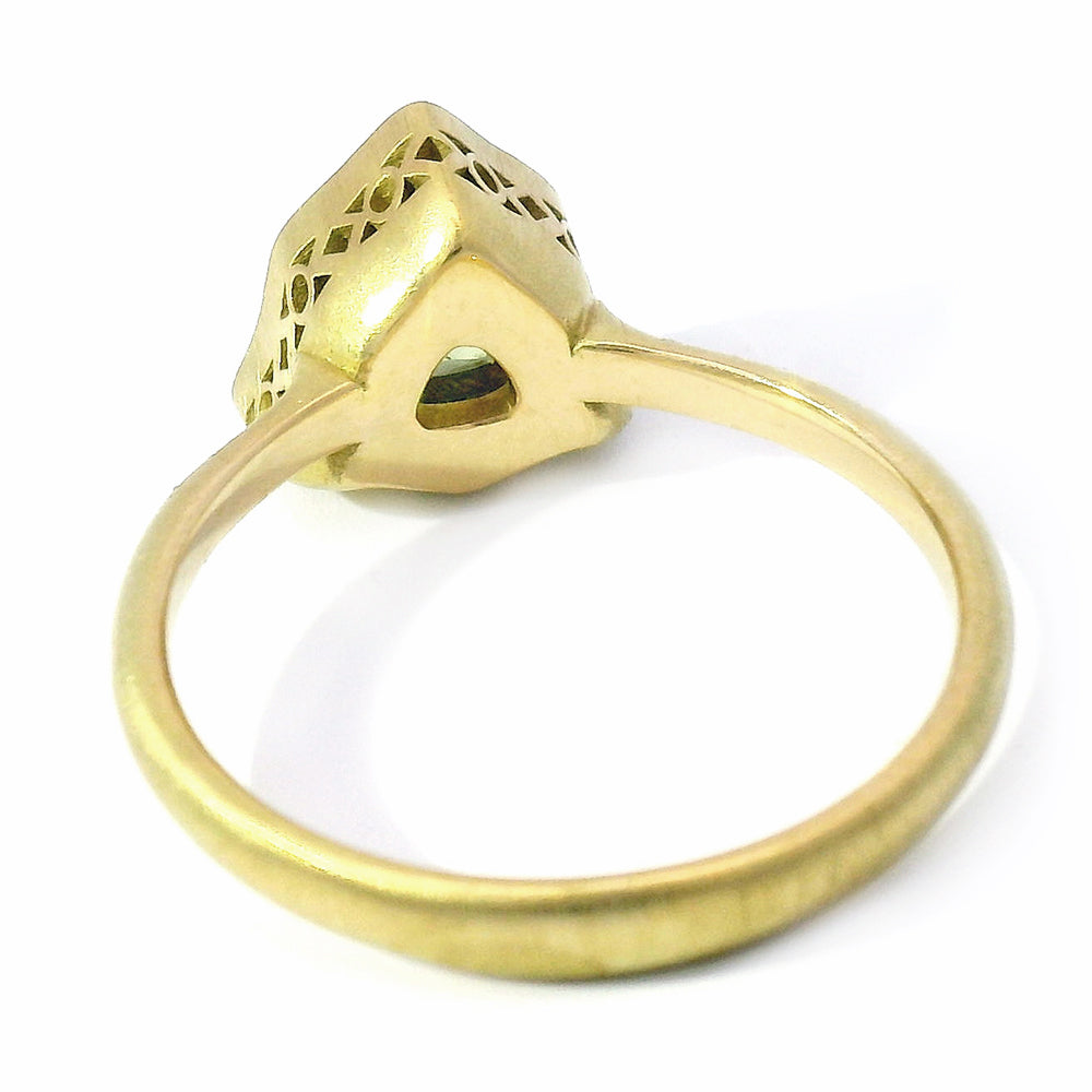 Montana Sapphire & Diamond Gold Engagement Ring - "Fairy Tapestry"