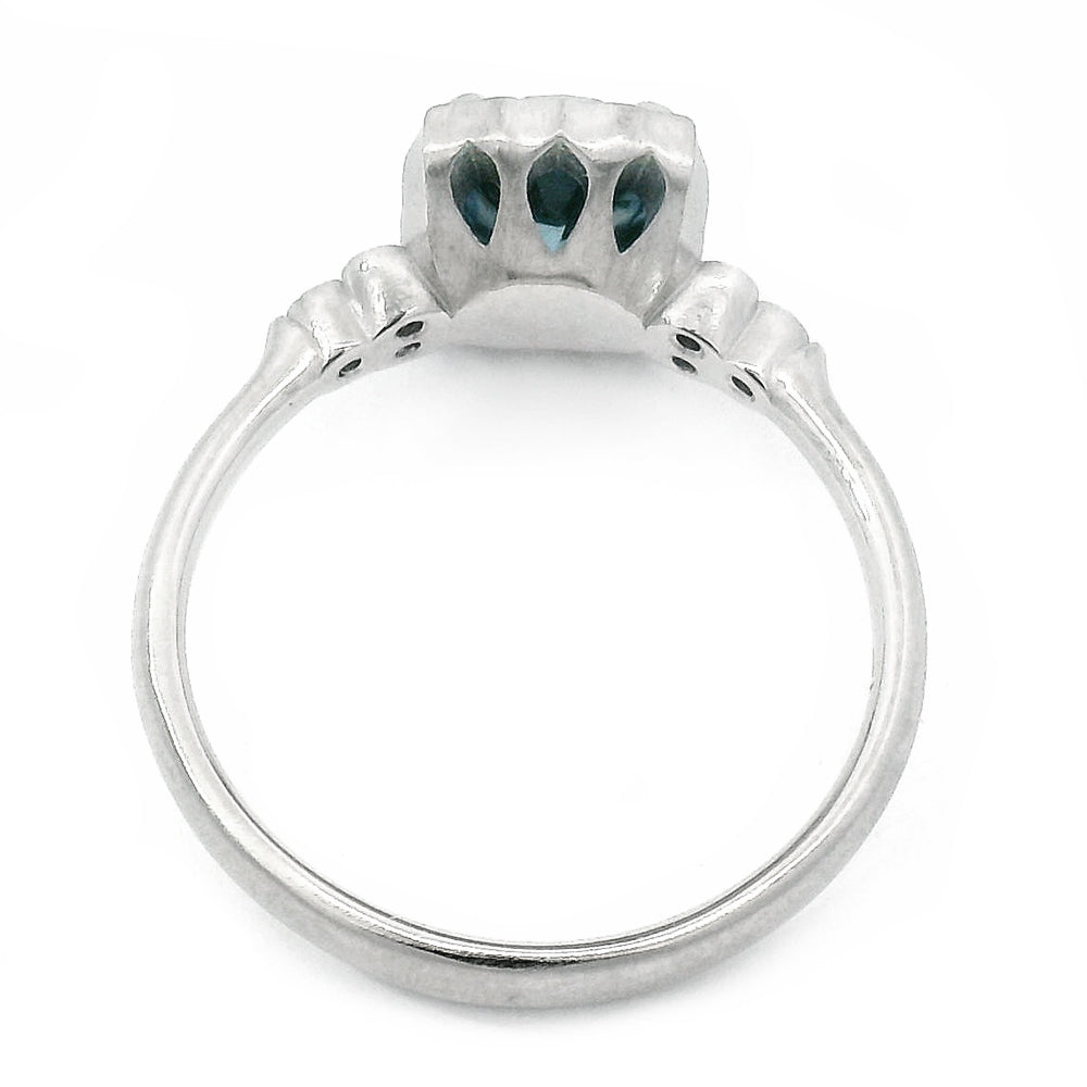 Blue Montana Sapphire & Diamond Ring - "Wavy Luna"