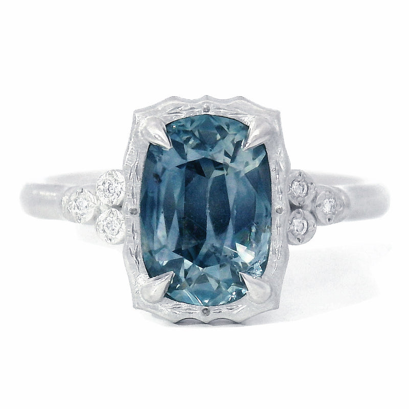 Blue Montana Sapphire & Diamond Ring - "Wavy Luna"