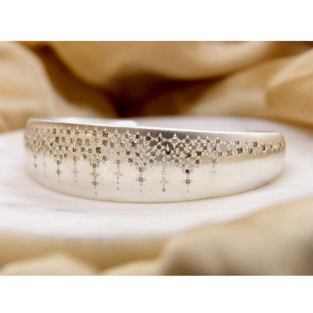 Sterling Silver and Diamond Cuff - "Cascading Sky"