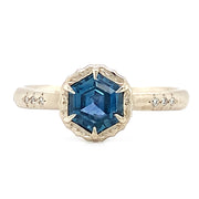 Montana Sapphire & Diamond White Gold Engagement Ring - "Lotus Marina"