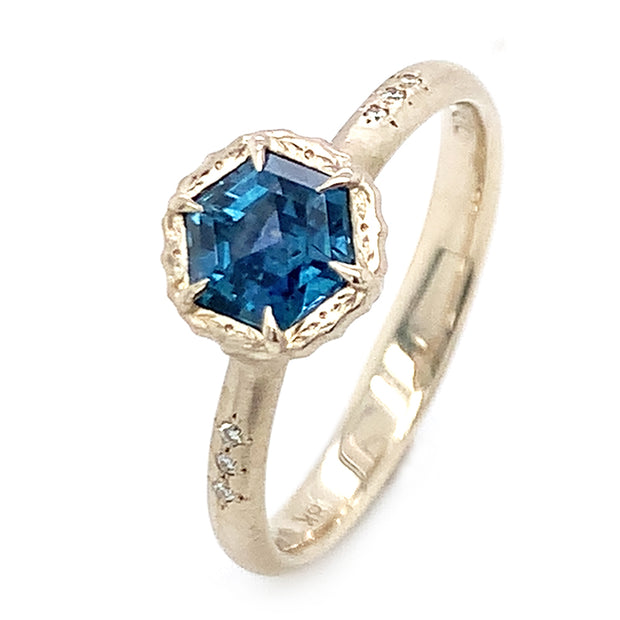 Montana Sapphire & Diamond White Gold Engagement Ring - "Lotus Marina"