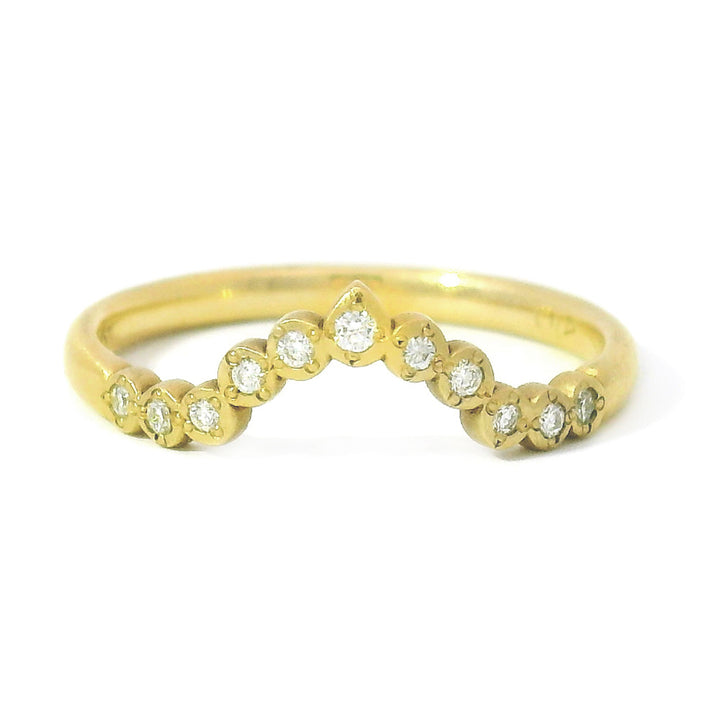 Diamond & Yellow Gold Nesting Band - "Pointed River Rocks"