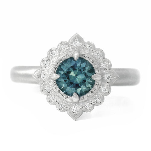Montana Sapphire Platinum Ring "Flame"