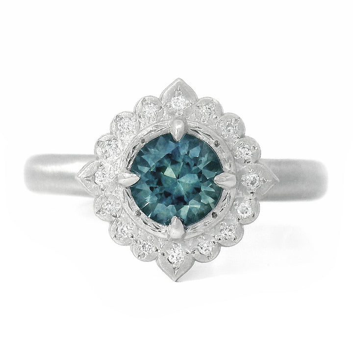 Montana Sapphire Platinum Ring "Flame"