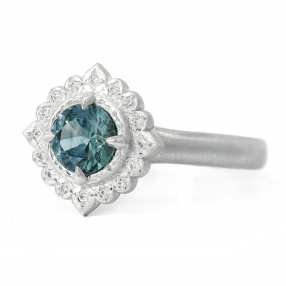 Montana Sapphire Platinum Ring "Flame"