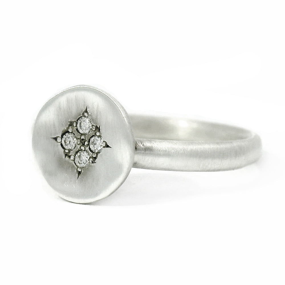 Sterling Silver & Diamond Ring - "Four Star Wave"