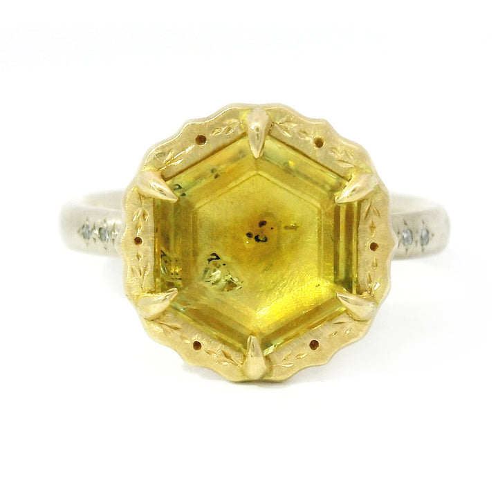 Montana Sapphire & Diamond Two-Tone Gold Engagement Ring - "Lotus Daze"