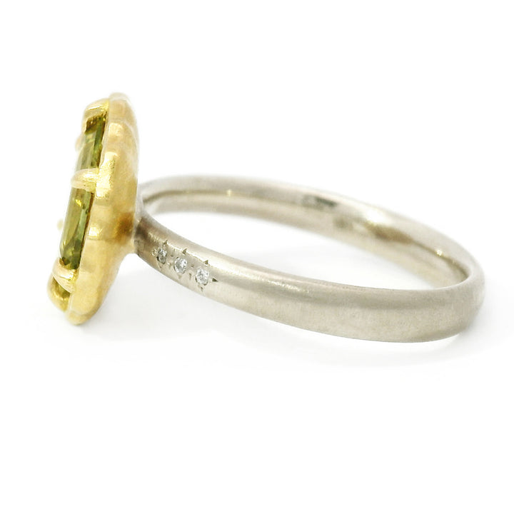 Montana Sapphire & Diamond Two-Tone Gold Engagement Ring - "Lotus Daze"