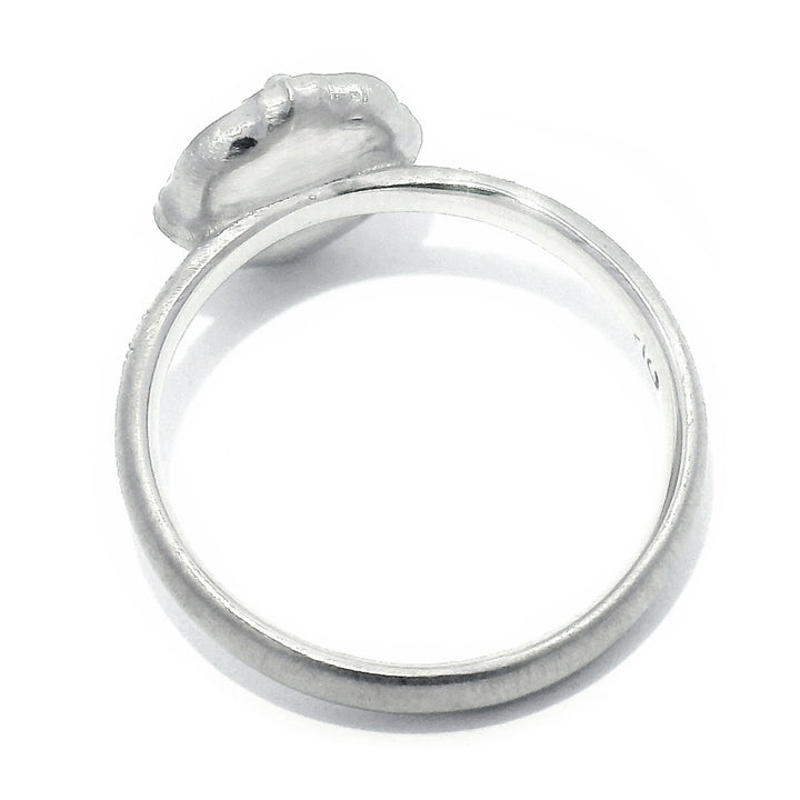 Light Blue Montana Sapphire & Platinum Ring - "Lotus Slipper"