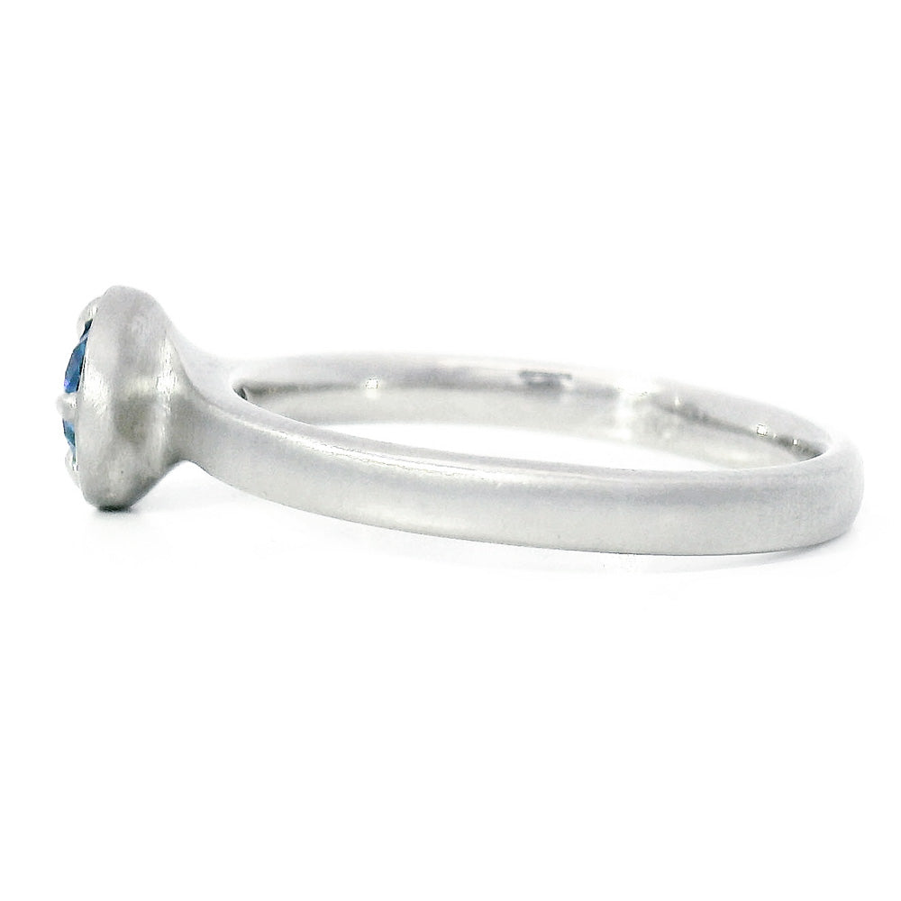 Round Brilliant-Cut Yogo Sapphire Ring - "Winter Rosebud"