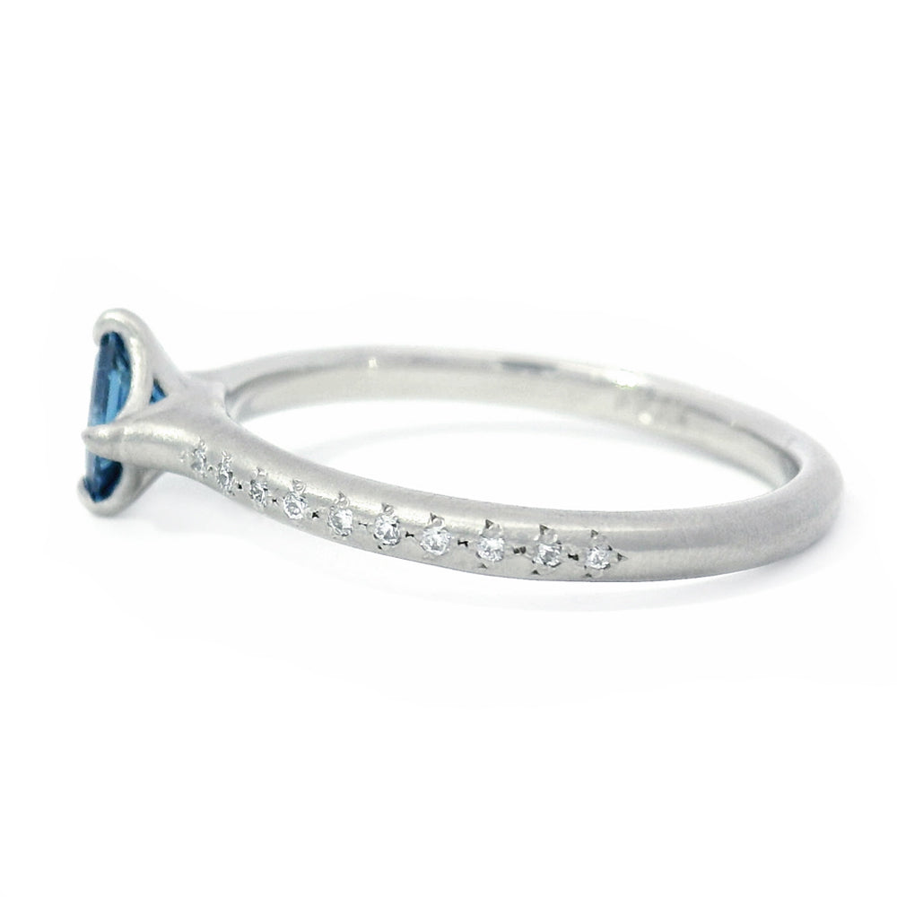 Princess-Cut Yogo Sapphire & Diamond Ring - "Winter Rosebud"