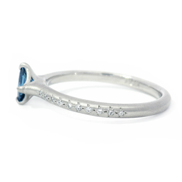 Princess-Cut Yogo Sapphire & Diamond Ring - "Winter Rosebud"