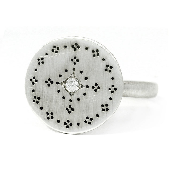 Sterling Silver & Diamond Motif Ring - "Nostalgia"